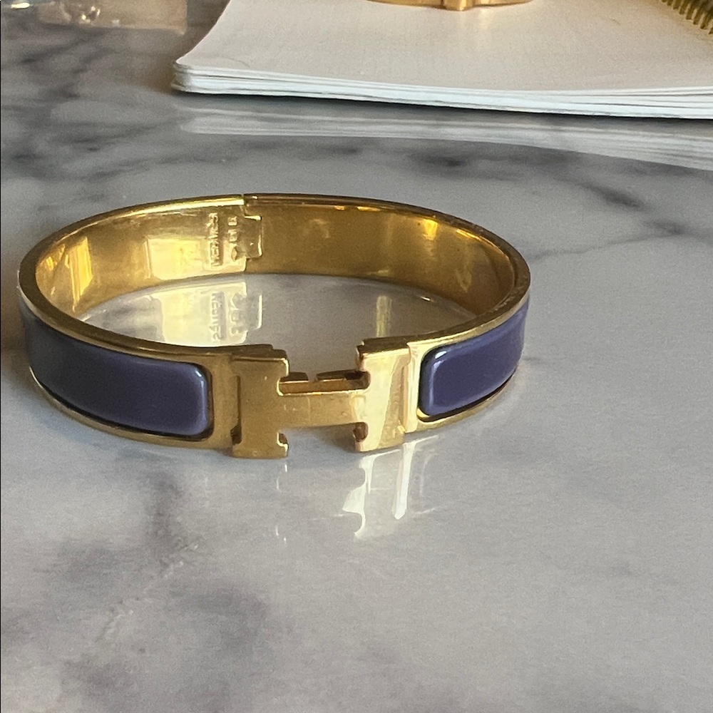 Hermes Gold and Deep Purple H clic clac Bracelet